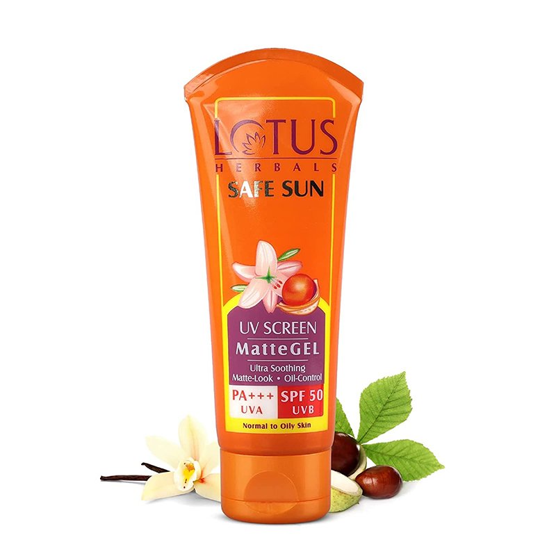 Lotus Herbals Safe Sun UV Screen Matte Gel Ultra Soothing Sunscreen PA+++ SPF 50 UVB 1 Lotus Herbals Safe Sun UV Screen Matte Gel Ultra Soothing Sunscreen PA+++ SPF 50 UVB