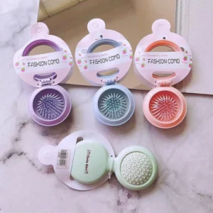 Portable Anti-static Folding Mirror & Smooth Hair Massage Comb