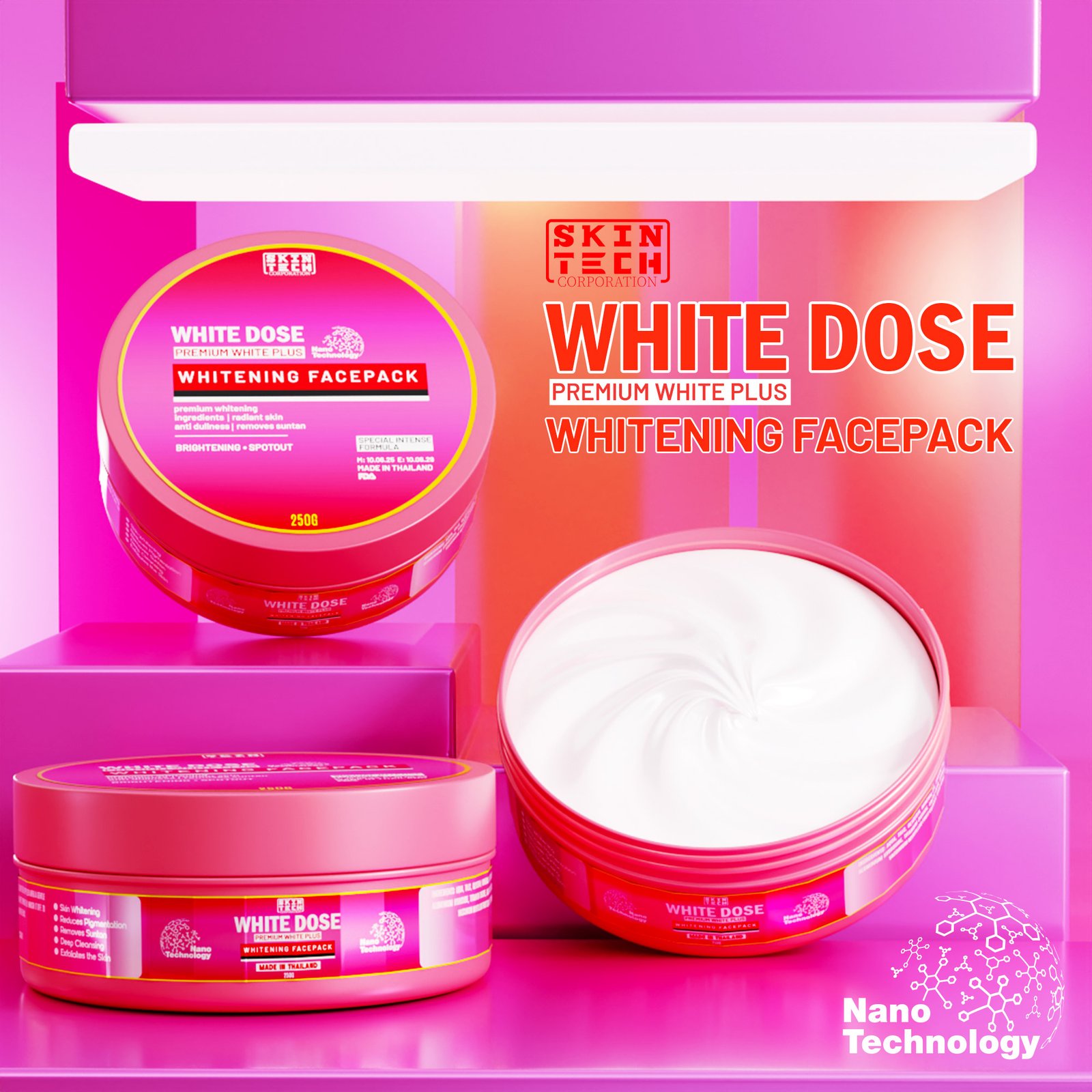 white dose whiting facepack 1 white dose whiting facepack price in Bangladesh Reveal your skin’s natural radiance with the White Dose Whitening Face Pack, a powerful blend of skin-brightening and nourishing ingredients designed to give you a visibly fairer, clearer, and more luminous complexion. This rejuvenating face pack helps reduce dark spots, pigmentation, and uneven skin tone, leaving your skin soft, smooth, and glowing after every use. Key Benefits: Brightens dull and tired skin Helps reduce pigmentation and dark spots Improves skin tone and texture Hydrates and revitalizes the skin Suitable for all skin types Key Ingredients: Niacinamide: Fades dark spots and evens out skin tone Licorice Extract: Natural skin brightener with soothing properties Kaolin Clay: Detoxifies and gently exfoliates Vitamin C: Boosts radiance and reduces signs of aging How to Use: Cleanse your face thoroughly and pat dry. Apply a generous layer of the face pack evenly, avoiding the eye and lip areas. Leave on for 10–15 minutes or until dry. Rinse off with lukewarm water and pat dry. Use 2–3 times a week for best results.